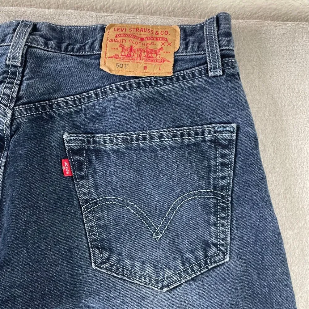 Vintage Levi's 501xx Jeans 34X31 Blue Button Fly Denim Straight 90s Bat Wing Tag